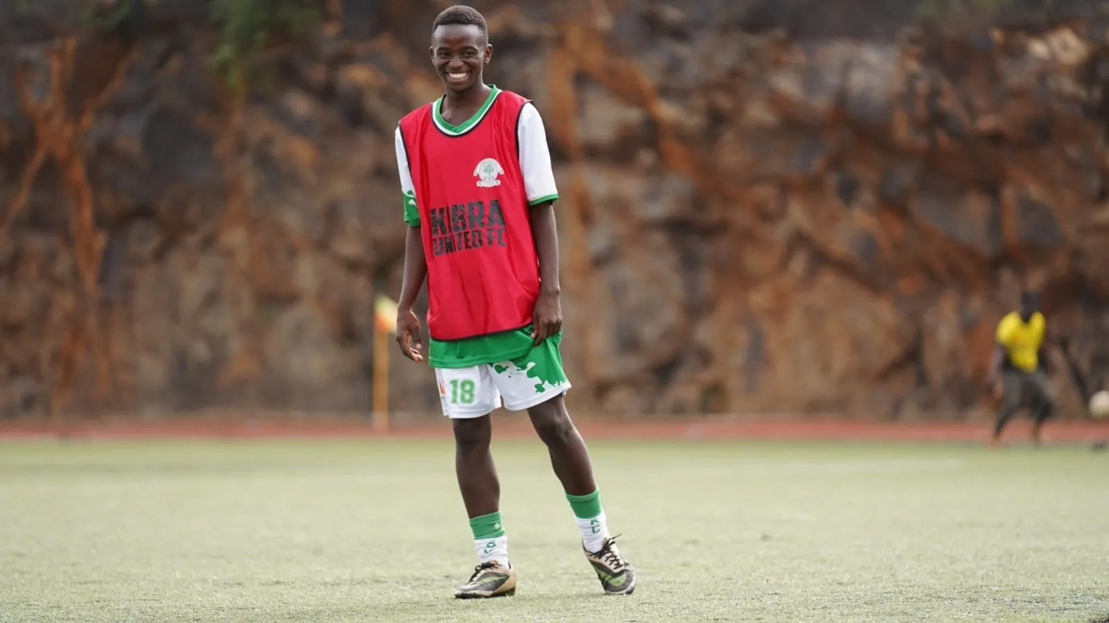 Kibra United: warming up in bibs.