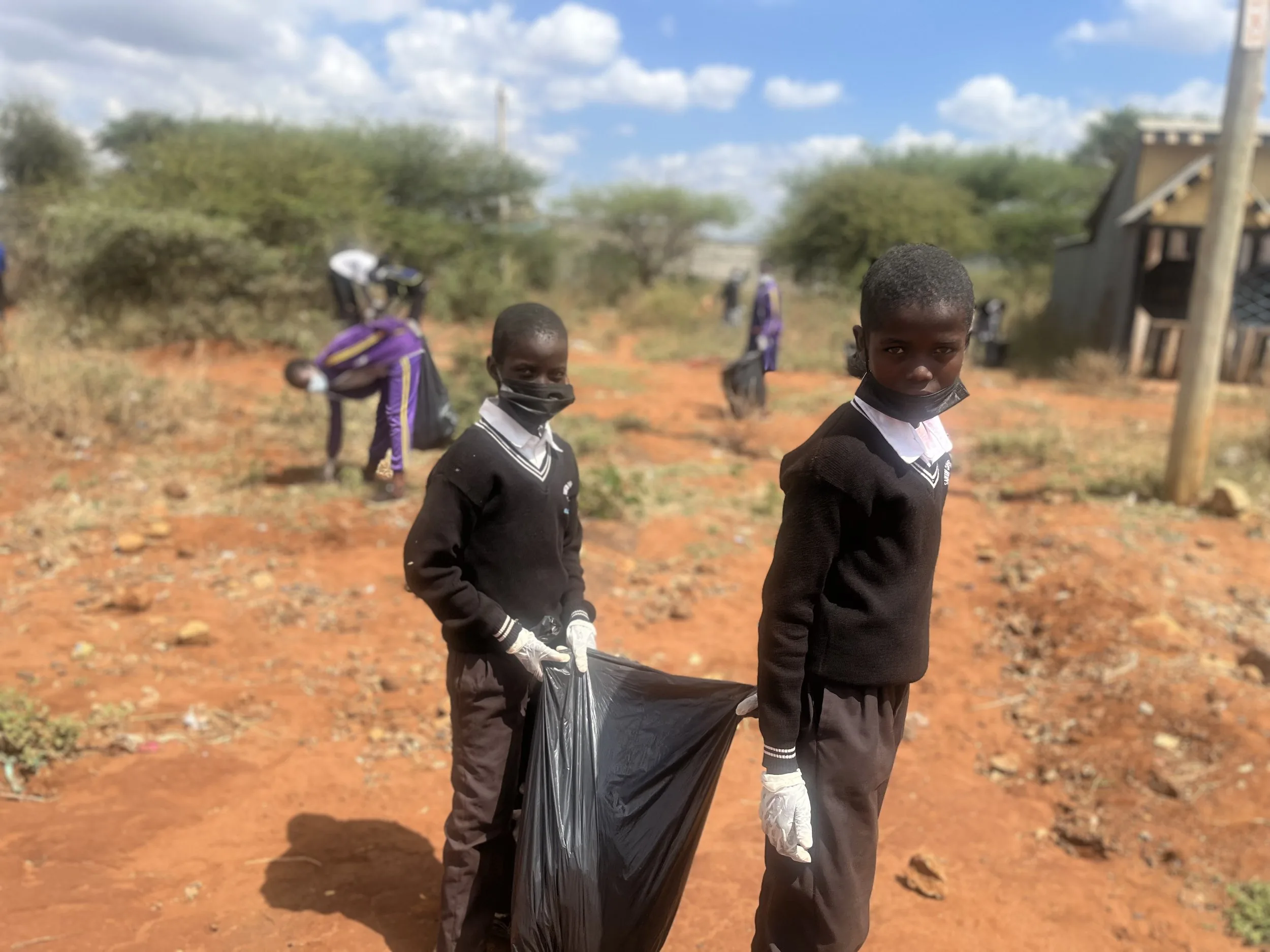 Saikeri clean-up: gloves and bin bags.