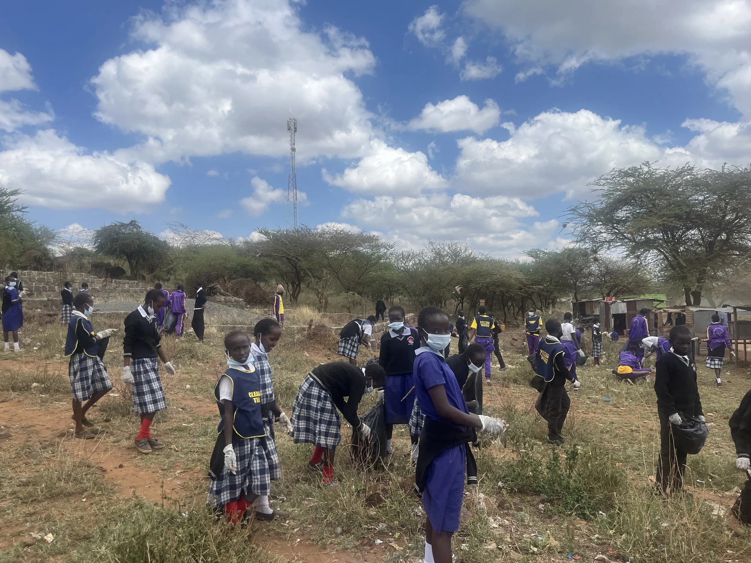 Saikeri clean-up: across the school field.