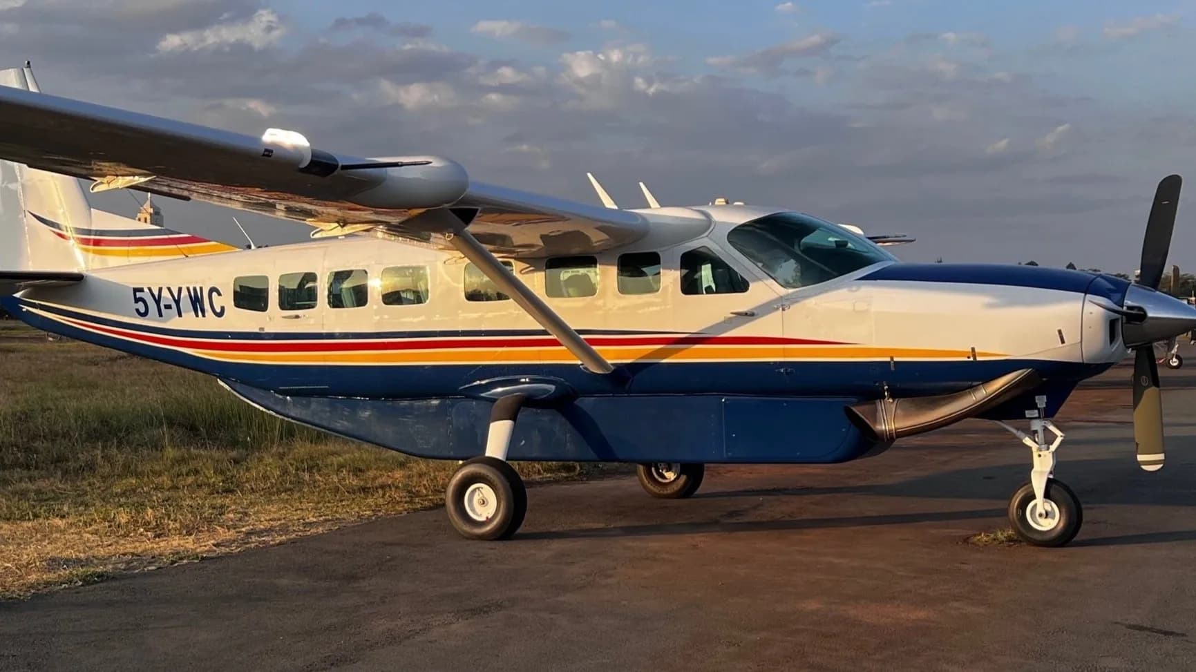 5Y-YWC on the apron in low evening light