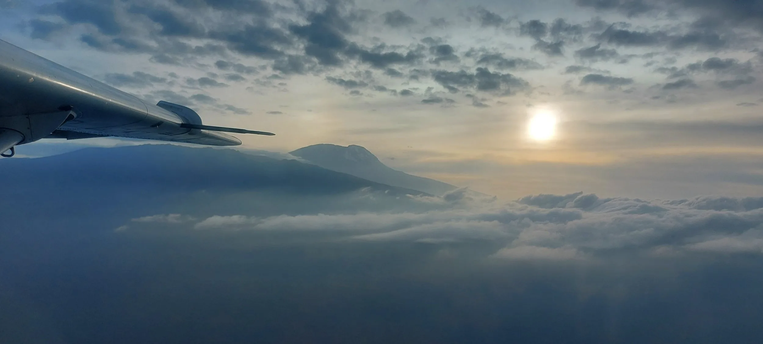 Kilimanjaro at sunrise above the cloud, from the aircraft